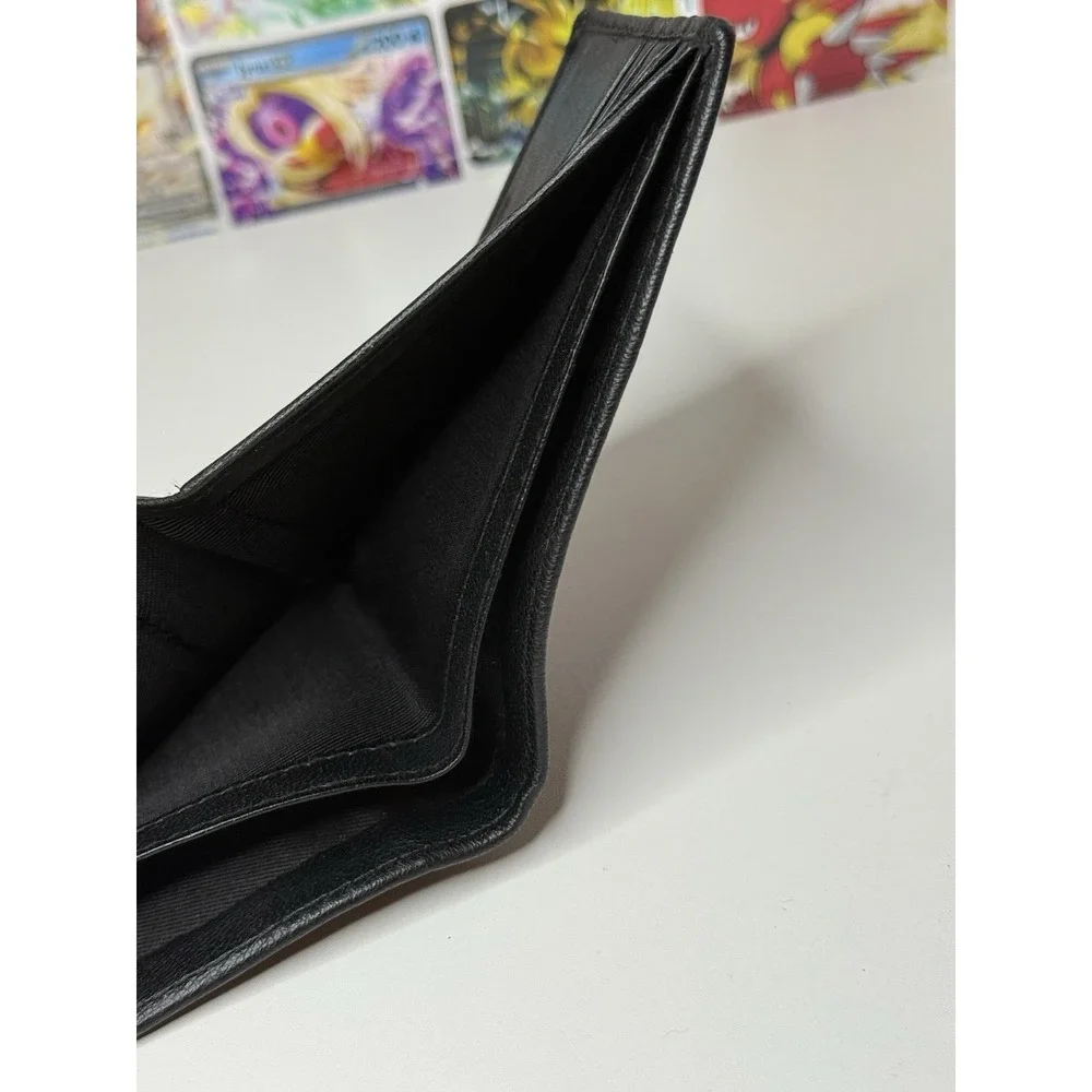 Genuine Leather Black Bifold Wallet ID Window Card Holder 3.5x4.5